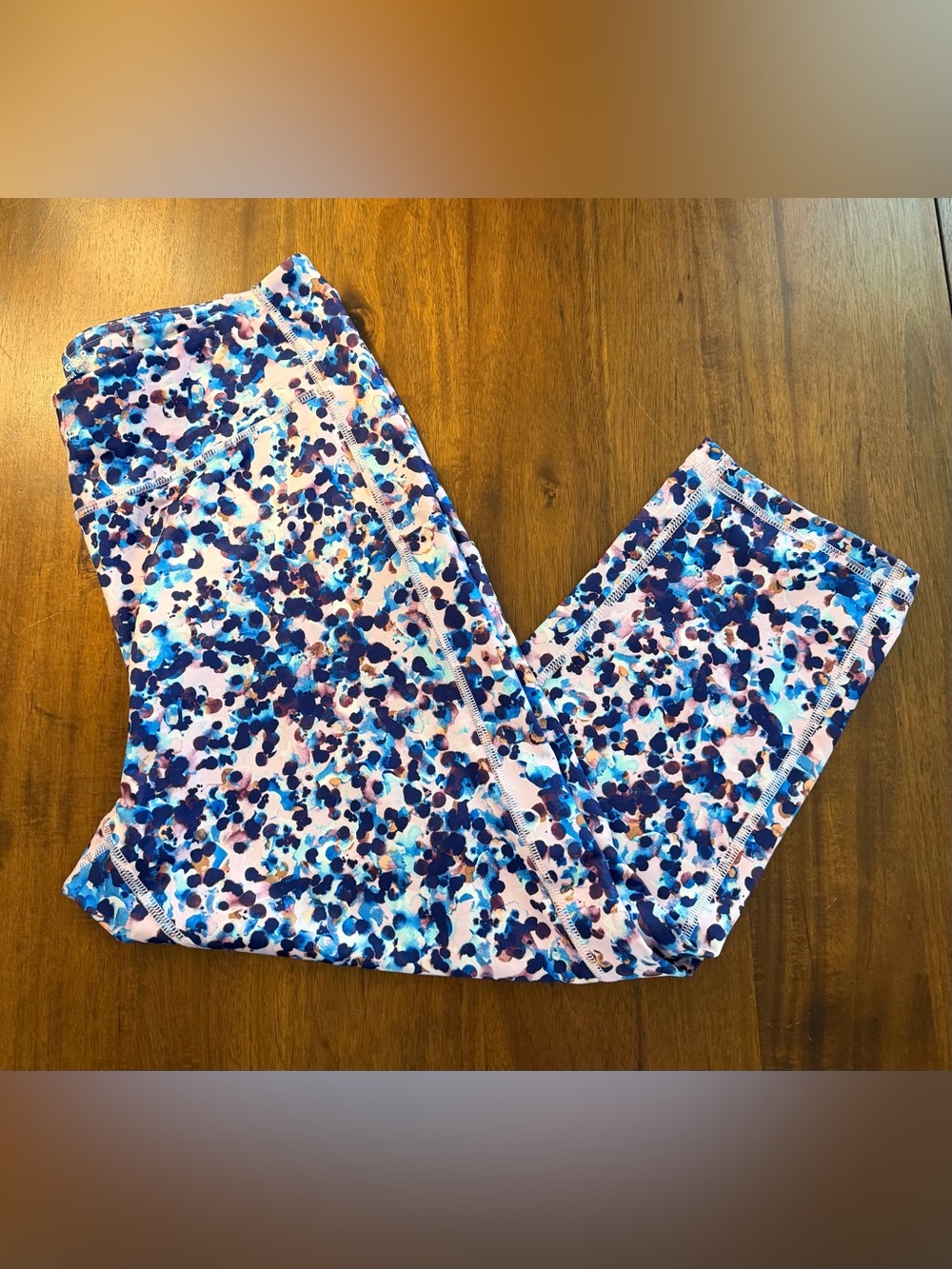 Pink & Blue Splash Print Athletic Leggings
